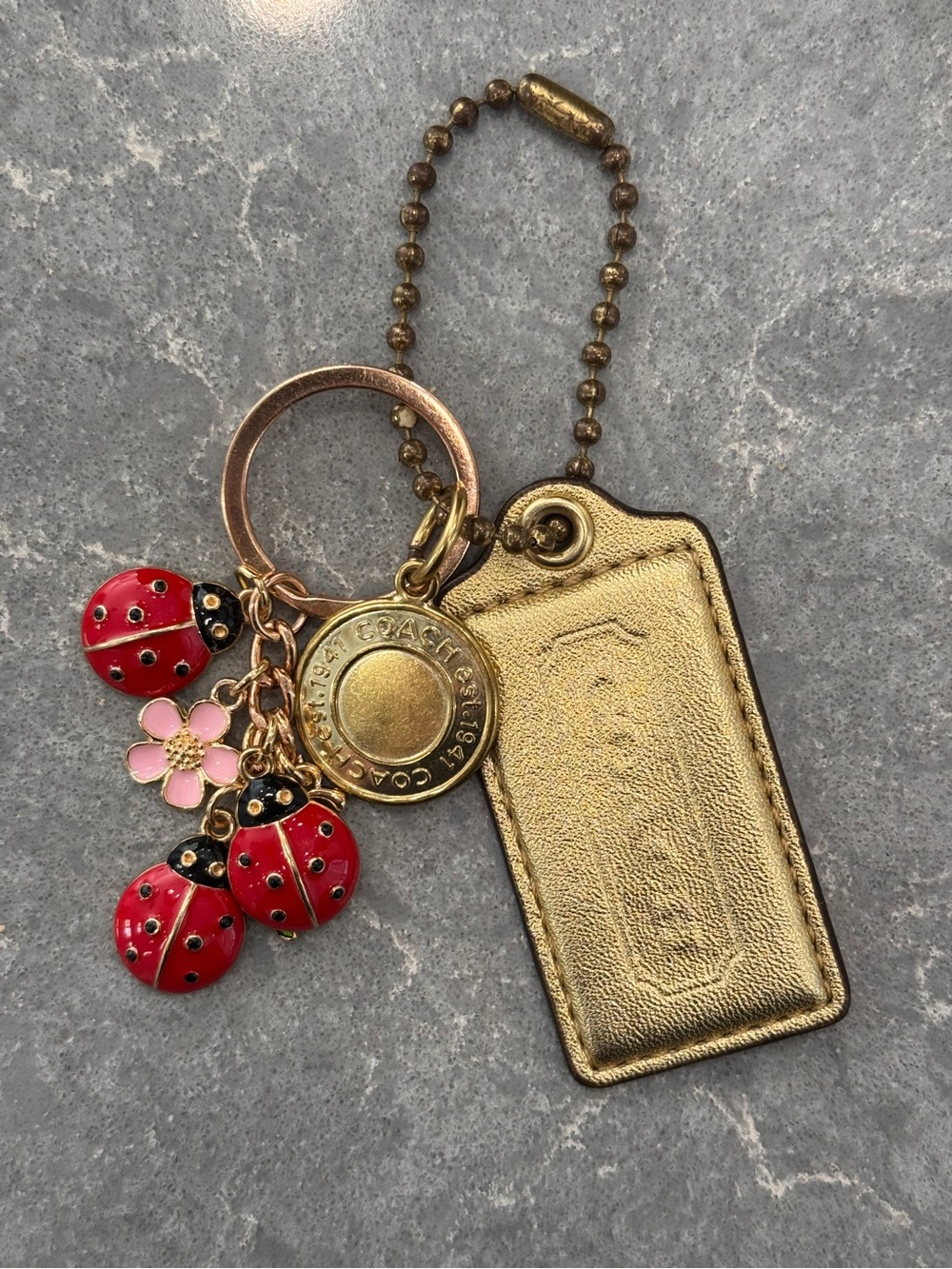 Coach Gold Leather Hang Tag with Accessories 🐞